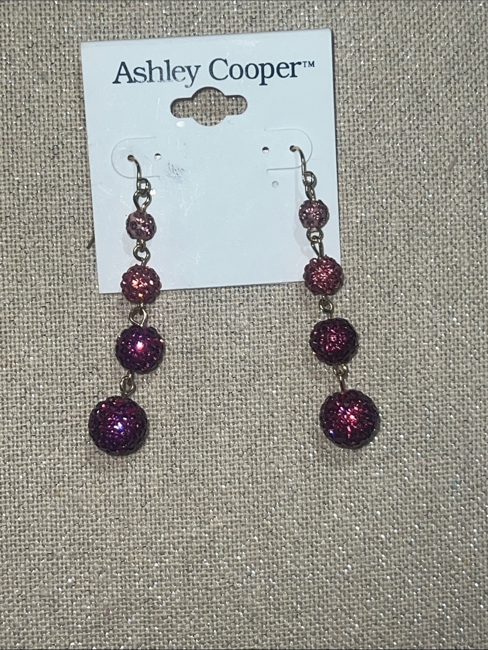 Ashley Cooper Pink and Purple Glitter Drop Earrings